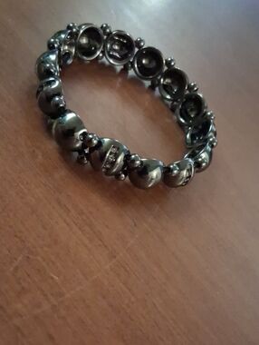 Women's Black Hematite Bead Stretch Bracelet With Rhinestones  - Lia Sophia
